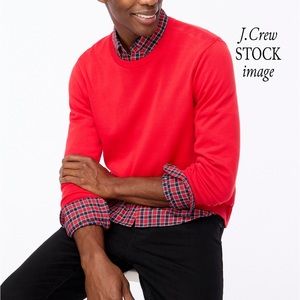 •NWT•J.Crew MENS Cotton crewneck sweater-tee in Classic Red. Size SMALL